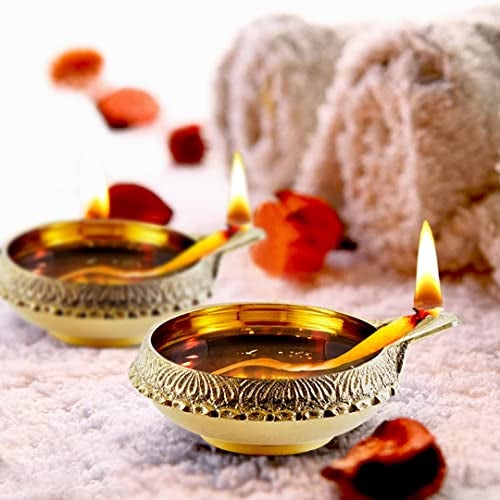 Dokchan Brass Kuber Diyas Oil Lamps for Puja Room Decoration and Diwali Festival (Size 1.5 Inch | Pack 02) - Image 4