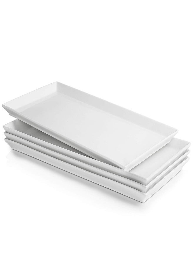 Sweese White Serving Platters, Porcelain Serving Trays for Parties, Large Rectangular Plates - 15.5 Inch, Set of 4 - Image 1