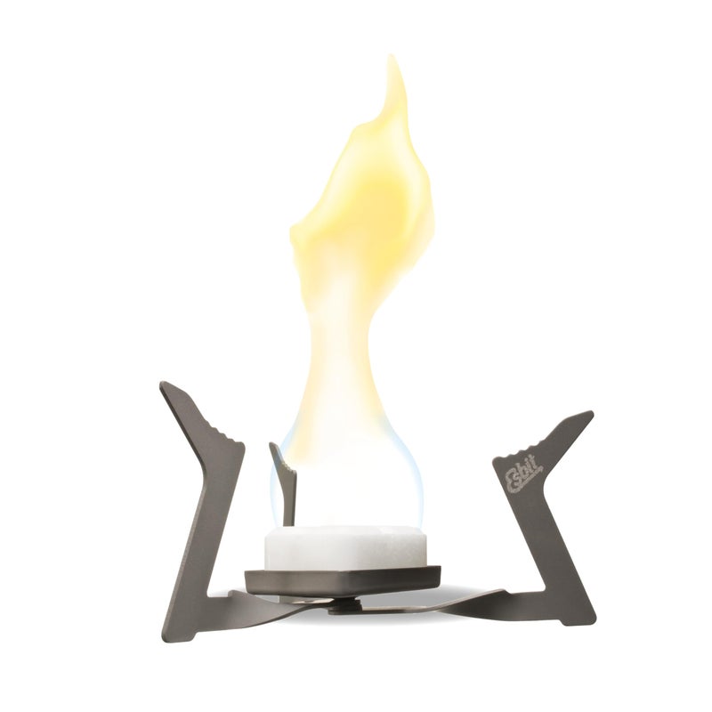 Esbit 11.5g (0.4 Ounce) Ultralight Folding Titanium Stove for Use with Solid Fuel Tablets - Image 1