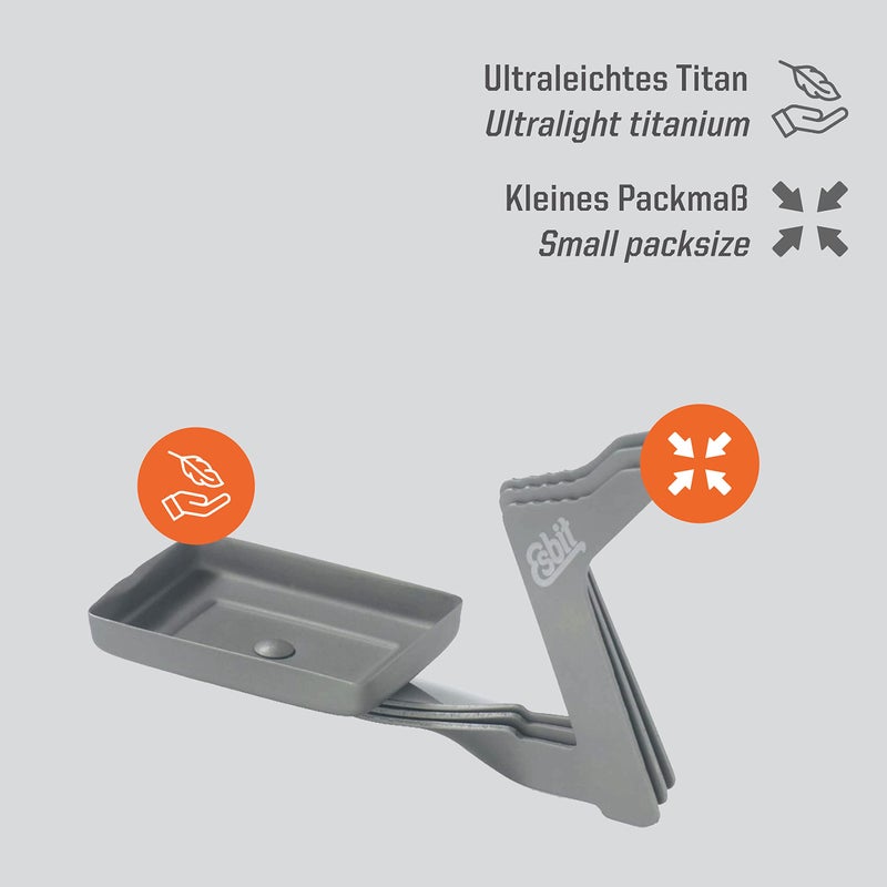 Esbit 11.5g (0.4 Ounce) Ultralight Folding Titanium Stove for Use with Solid Fuel Tablets - Image 2