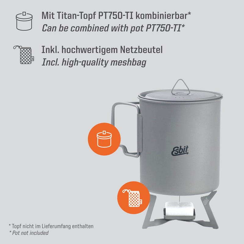 Esbit 11.5g (0.4 Ounce) Ultralight Folding Titanium Stove for Use with Solid Fuel Tablets - Image 3