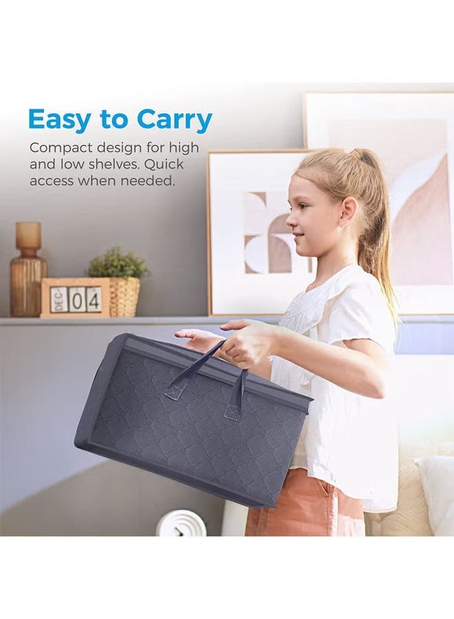 3Pack Clothes Storage Bag Foldable Closet Organizers Storage Containers with Sturdy Zipper,Clear Window, 90L Grey - Image 4