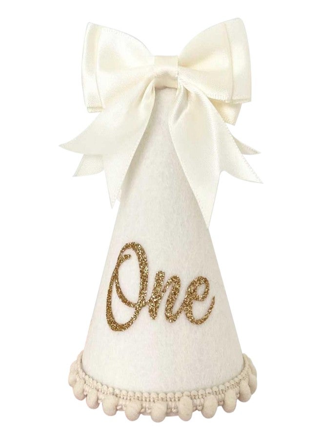 Ysqool Bow 1st Birthday Hat, Baby Girls First Birthday Crown, Bow Themed Decorations for Girl, Princess Cone Hat, Cake Smash and Photo Props - Image 1