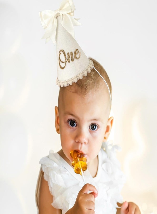 Ysqool Bow 1st Birthday Hat, Baby Girls First Birthday Crown, Bow Themed Decorations for Girl, Princess Cone Hat, Cake Smash and Photo Props - Image 5