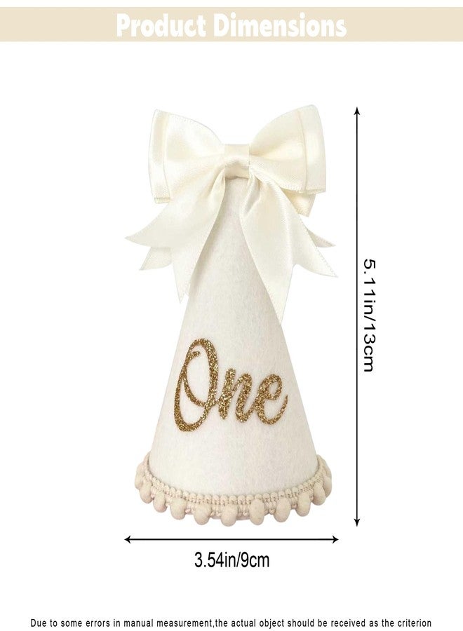 Ysqool Bow 1st Birthday Hat, Baby Girls First Birthday Crown, Bow Themed Decorations for Girl, Princess Cone Hat, Cake Smash and Photo Props - Image 2