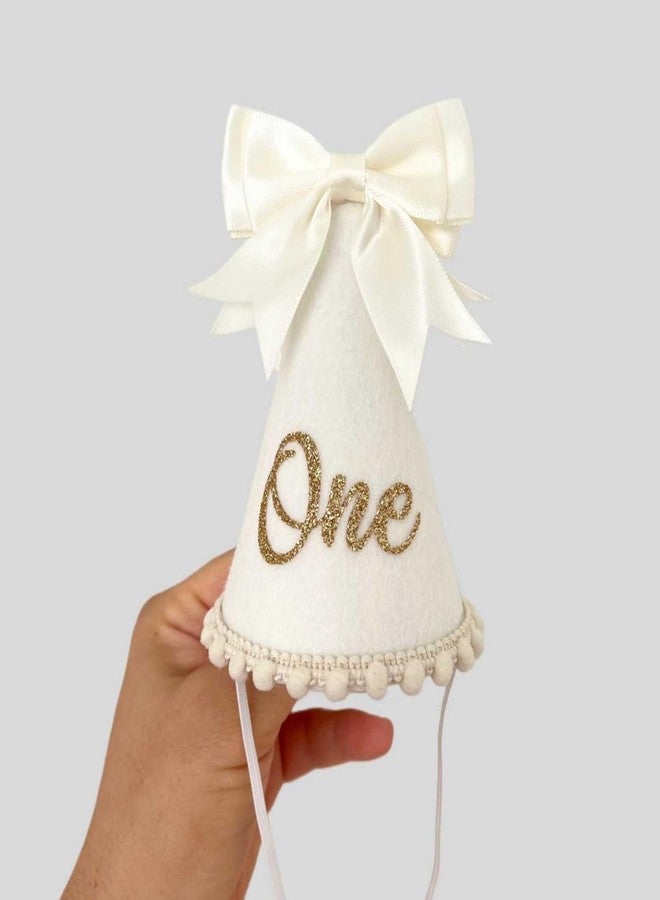 Ysqool Bow 1st Birthday Hat, Baby Girls First Birthday Crown, Bow Themed Decorations for Girl, Princess Cone Hat, Cake Smash and Photo Props - Image 4