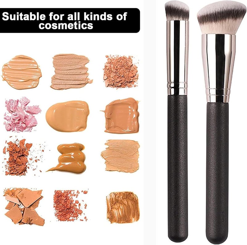 ToolHouse 2 Pcs Makeup Brushes, Makeup Brushes Set, Soft and Dense Bristles, Foundation And Concealer Brush Set, For Liquid, Cream and Setting (Black) - Image 3