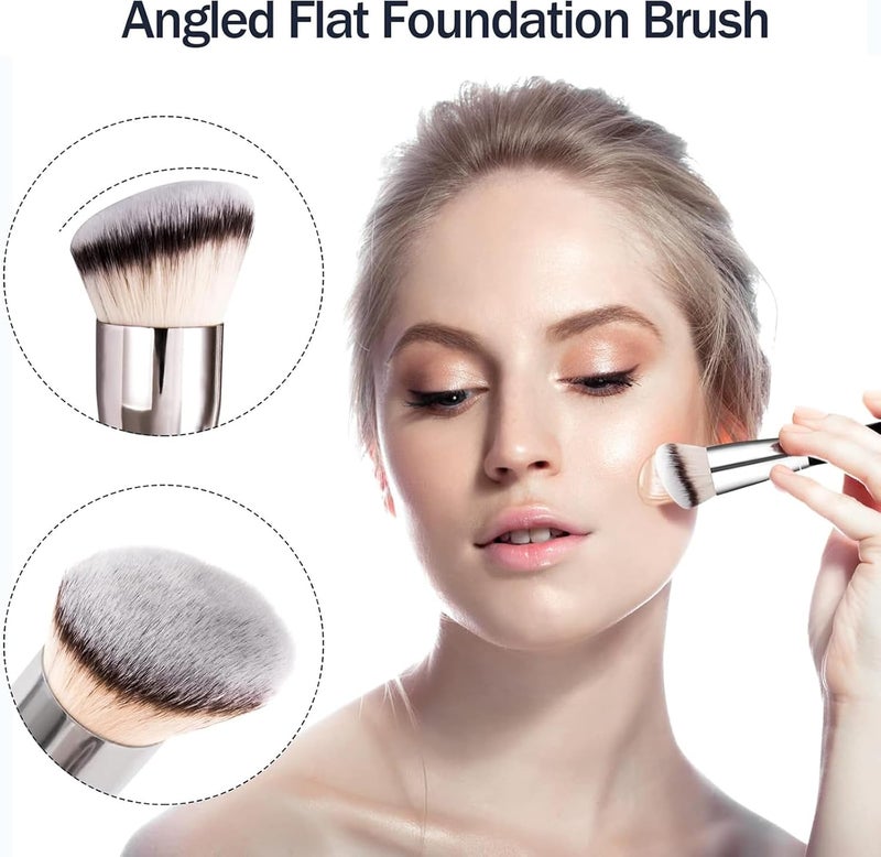 ToolHouse 2 Pcs Makeup Brushes, Makeup Brushes Set, Soft and Dense Bristles, Foundation And Concealer Brush Set, For Liquid, Cream and Setting (Black) - Image 2