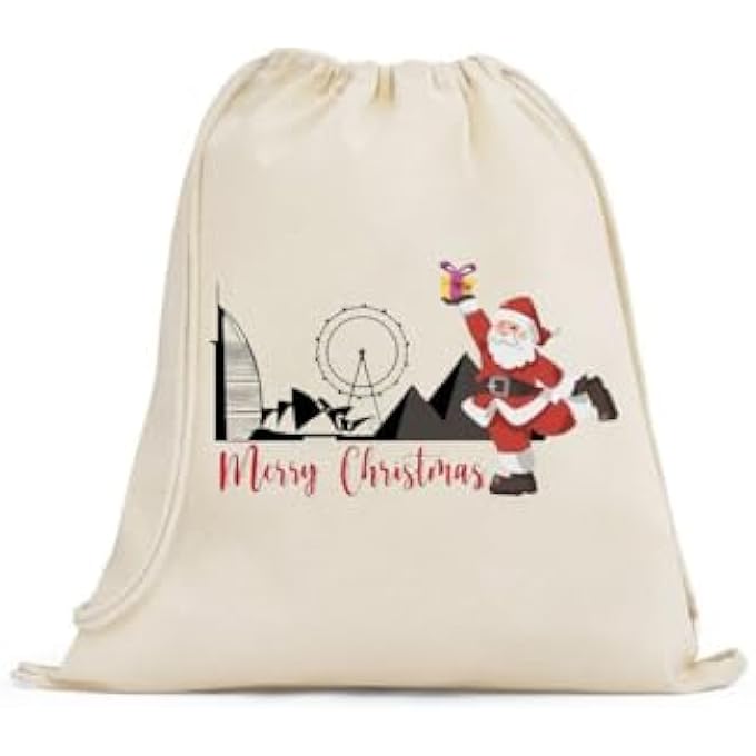 rayihni Christmas Santa Drawstring Bags with Christmas Design  Durable Sports Backpack for Kids Great for School and Everyday Use Lightweight with Christmas Print for Everyday Use - Image 5