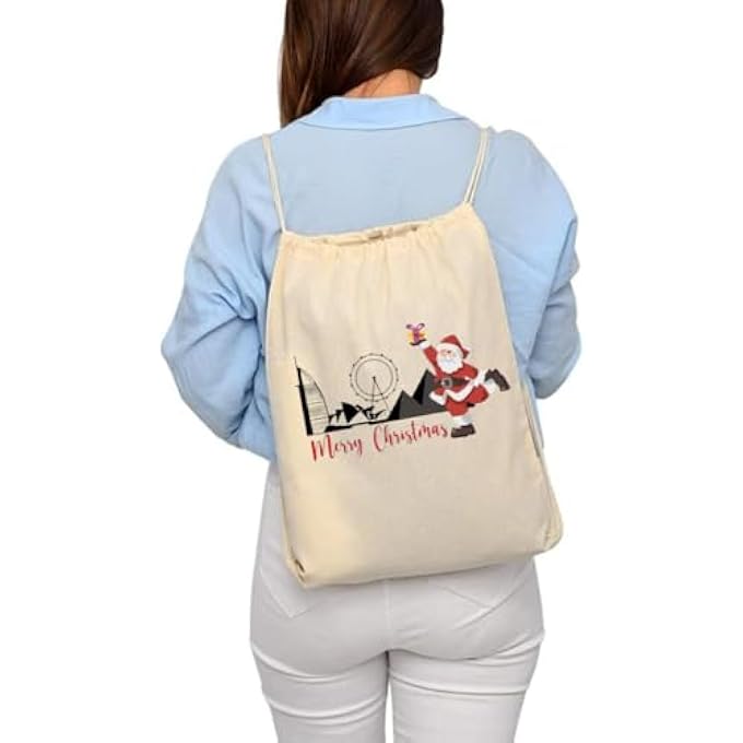 rayihni Christmas Santa Drawstring Bags with Christmas Design  Durable Sports Backpack for Kids Great for School and Everyday Use Lightweight with Christmas Print for Everyday Use - Image 4