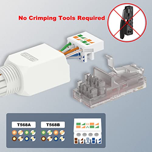 VCELINK RJ45 Connector Tool-Free, CAT6A Field Termination Plug, Gold Plated Modular Plug, UTP CAT6A Connector Toolless for 23 to 26 AWG Network Cable, 6 Pack - Image 2