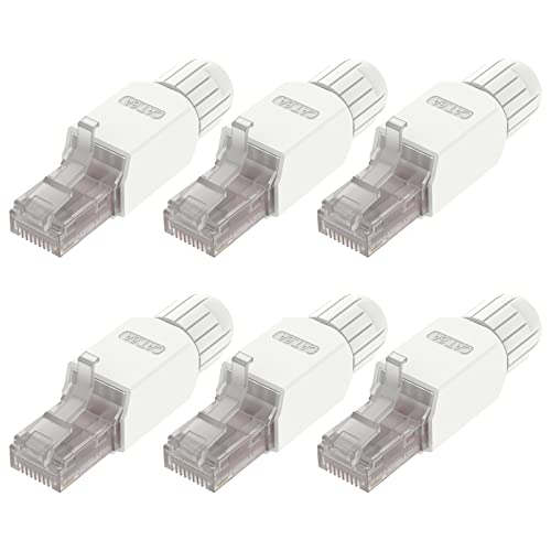 VCELINK RJ45 Connector Tool-Free, CAT6A Field Termination Plug, Gold Plated Modular Plug, UTP CAT6A Connector Toolless for 23 to 26 AWG Network Cable, 6 Pack - Image 1