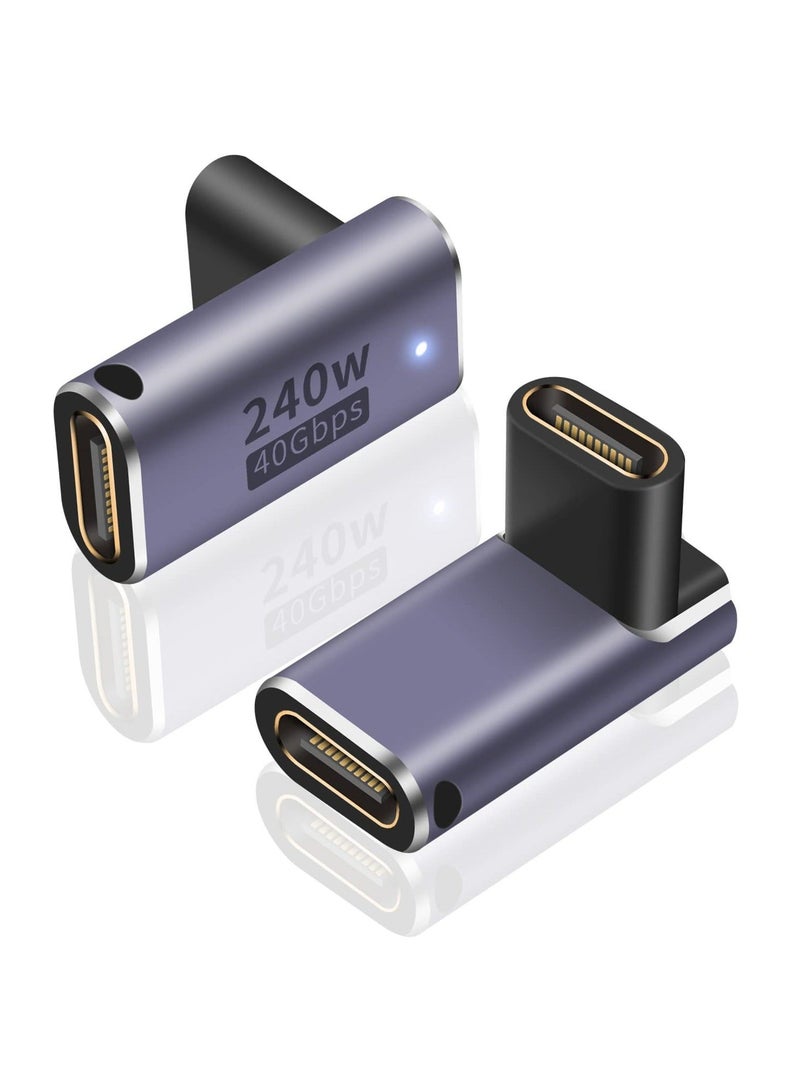 كابتن تيك 2Pack USB C Coupler 240W, USB C Female to Female Adapter, 90 Degree USB C Coupler Extender Adapter Supports 40Gbps Fast Charging & 8K Video Output for Thunderbolt 4/3 iPad, MacBook KSA | Riyadh, Jedda - Image 1