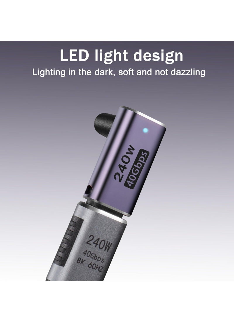 كابتن تيك 2Pack USB C Coupler 240W, USB C Female to Female Adapter, 90 Degree USB C Coupler Extender Adapter Supports 40Gbps Fast Charging & 8K Video Output for Thunderbolt 4/3 iPad, MacBook KSA | Riyadh, Jedda - Image 2