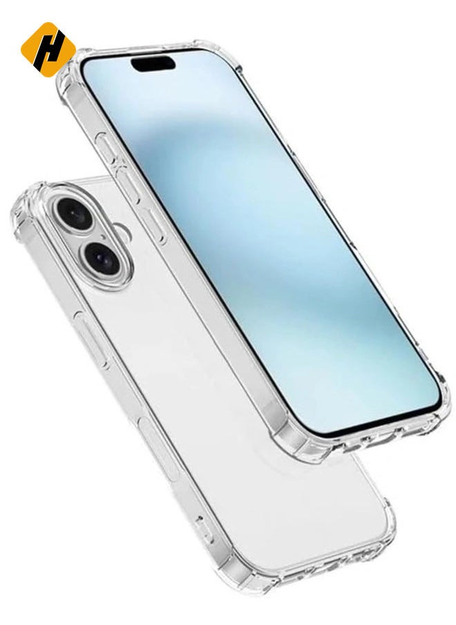 iPhone 16 Plus Clear Back Air Cushion Case – Soft Silicone, Shockproof, Anti-Scratch Protective Bumper Shell
