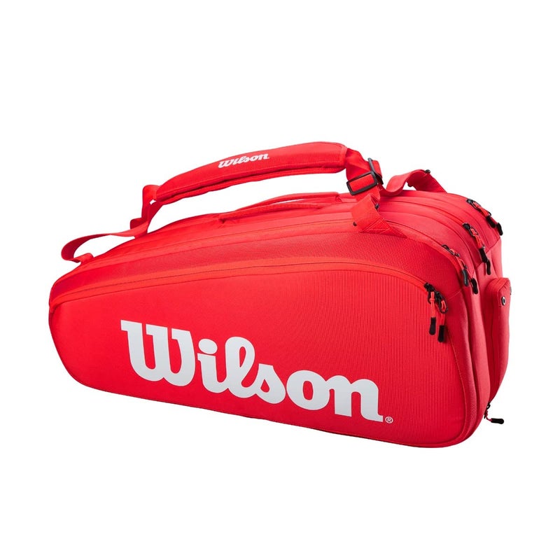 Wilson Super Tour Tennis Racket Bag - Red/White, Holds up to 15 Rackets - Image 1