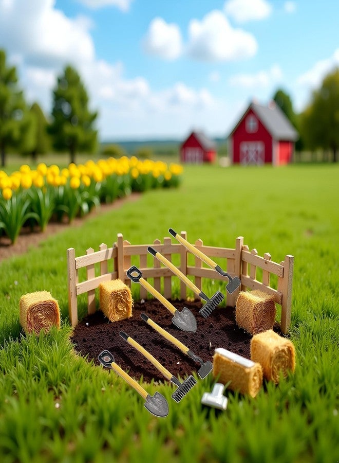 GANPUB 6Pcs 1/12 Miniature Shovel Rake and Hoe Farm Tools Dollhouse Decoration Accessories Yard Supplies Scene Model Set Decor Accessories, Dollhouse Accessories, Decor - Image 3