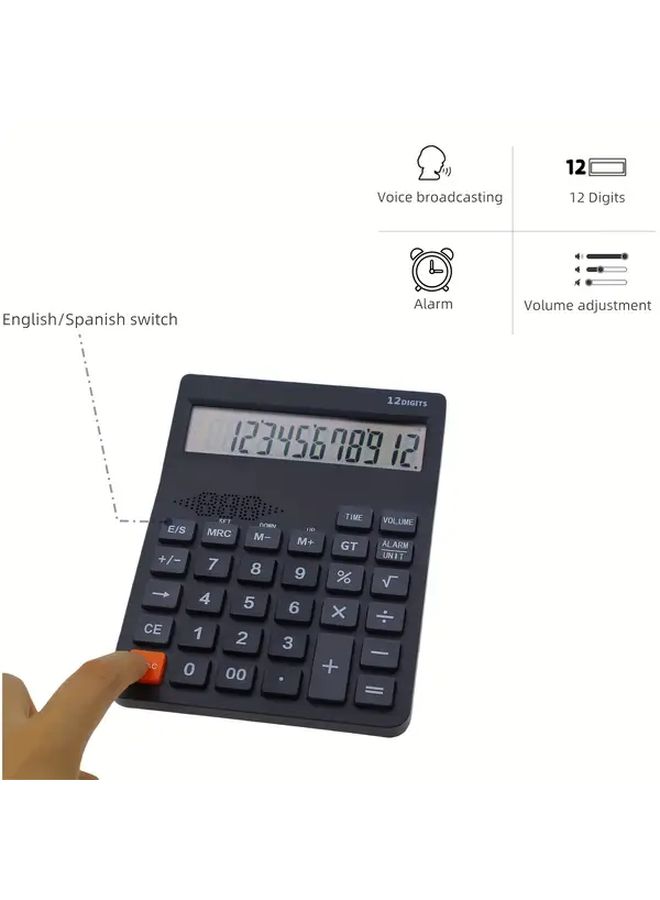 4 Language 8 12 Digit LCD Display Calculator With Voice Broadcasting For Arabic English Learning - Image 3