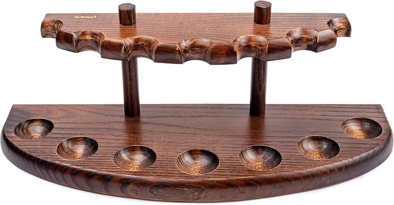Dr Watson - Wooden Tobacco Pipe Stand, For 7 Tobacco Pipes, Handmade from Solid Wood - Image 1