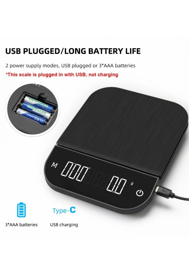 SMART CLOUDS Touch Screen Digital Scale for Drip Coffee With Timer High Precision LCD USB Charge Accurate Mini Electronic Platform Scale Food Weighing Scale  - Image 4
