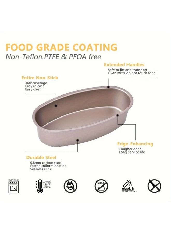 Golden Nonstick Carbon Steel Oval Baking Pan For Bread Cake Pops - Image 5