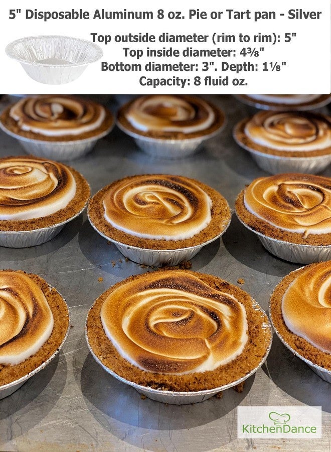 KitchenDance.com KitchenDance Disposable Aluminum Foil Tart Pan with Lid - 5" Aluminum Foil Individual Pie Pans, Baking Pan Perfect for Pies, Cobblers - 501P, (50) - Image 3