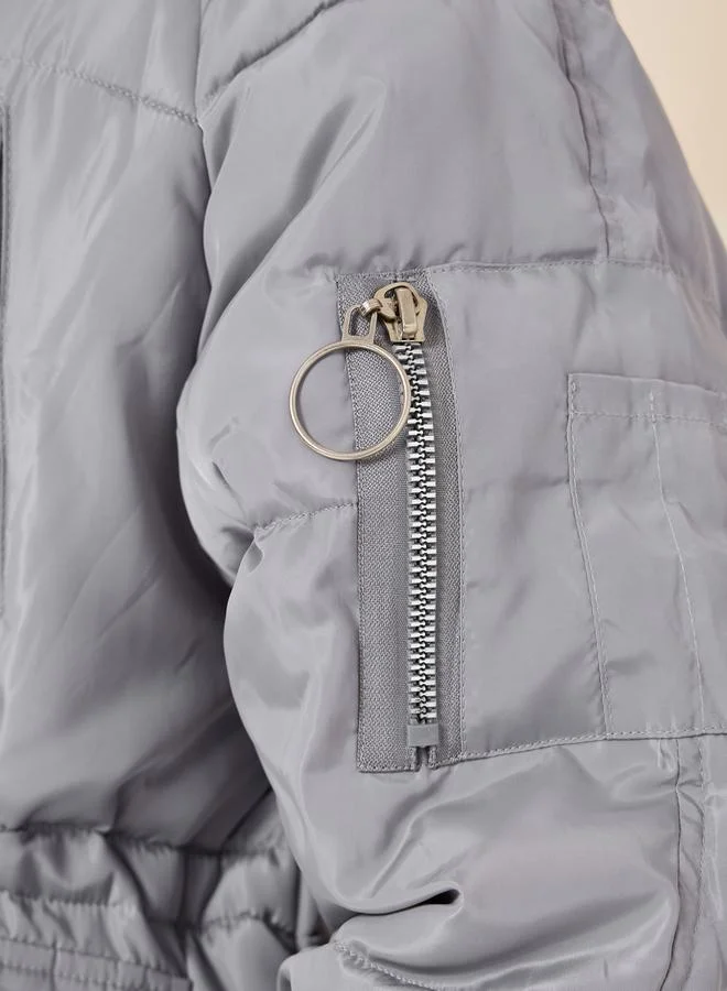 Styli Oversized Knee Length Hooded Padded Coat