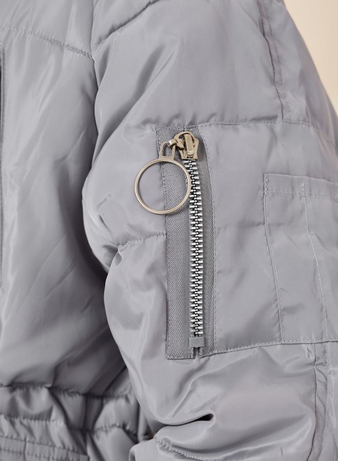 Styli Oversized Knee Length Hooded Padded Coat - Image 4
