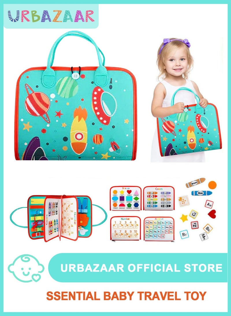 URbazaar Busy Board Sensory Toys for Toddlers 1-4, Toddler Travel Activities Educational Toys, Montessori Toys for 2-4 Year Old Boys Girls Gift, Universe - Image 1