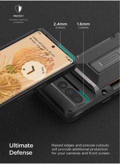 VRS Design Damda Glide Hybrid Google Pixel 7 Pro Case Cover Wallet Semi Automatic Slider Credit Card Holder Slot (3-4 Cards) & Kickstand - Black Groove  - Image 4