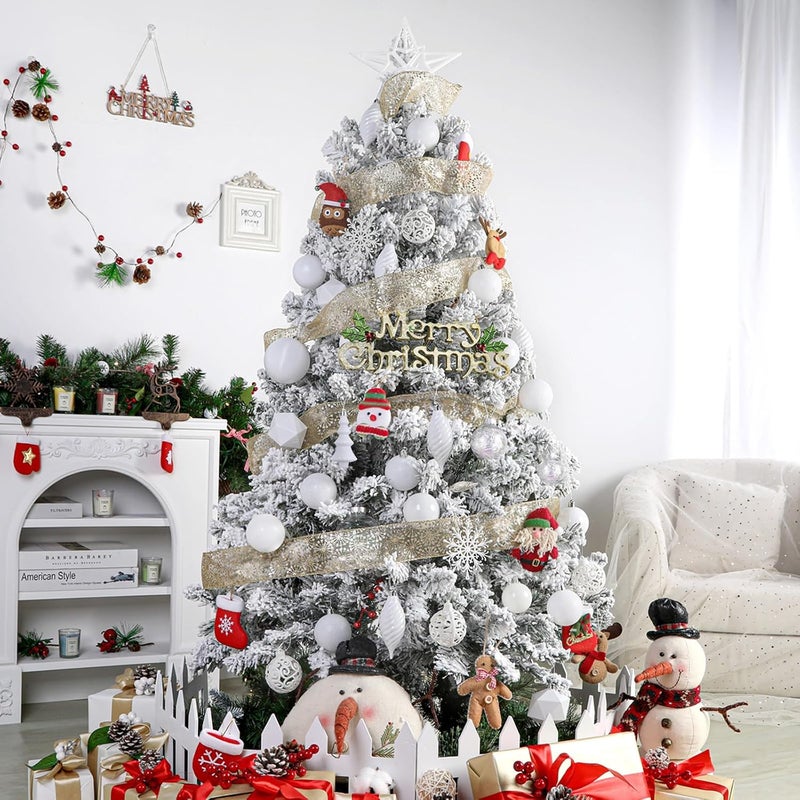 SHareconn 100pcs Christmas Tree Decorations Ornaments Set, Shatterproof Plastic Baubles Decorative Balls for Xmas Tree Decor Holiday Wedding Party, White - Image 3