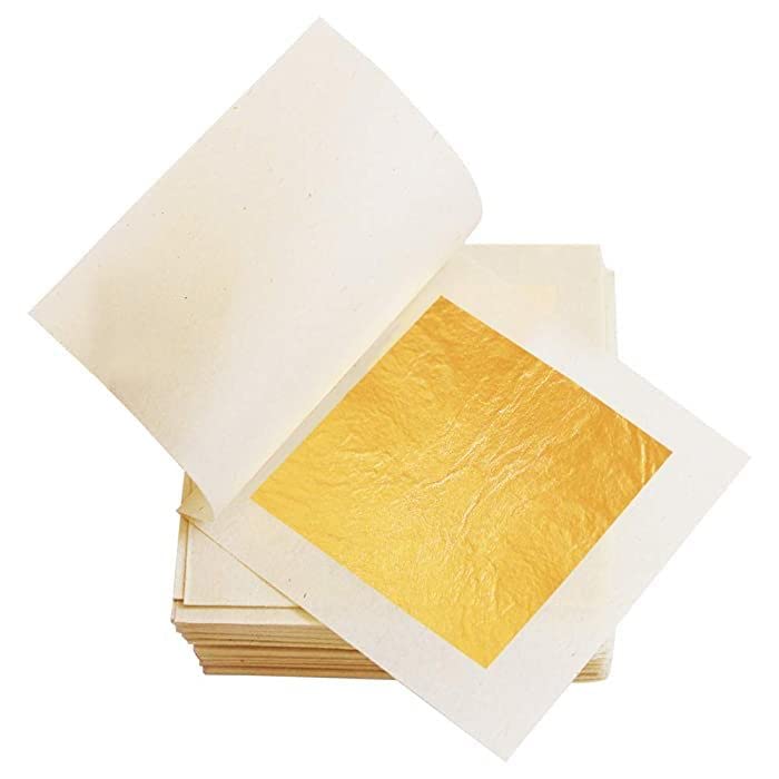 GSWC Edible Gold Leaf Pure Gold Leaves 24 Karat 4x6 inch for Cakes Bakers Facial Sweet Royal Drinks Serums Ayurvedic Madicine Jain Temple Arts Craft_30 - Image 1