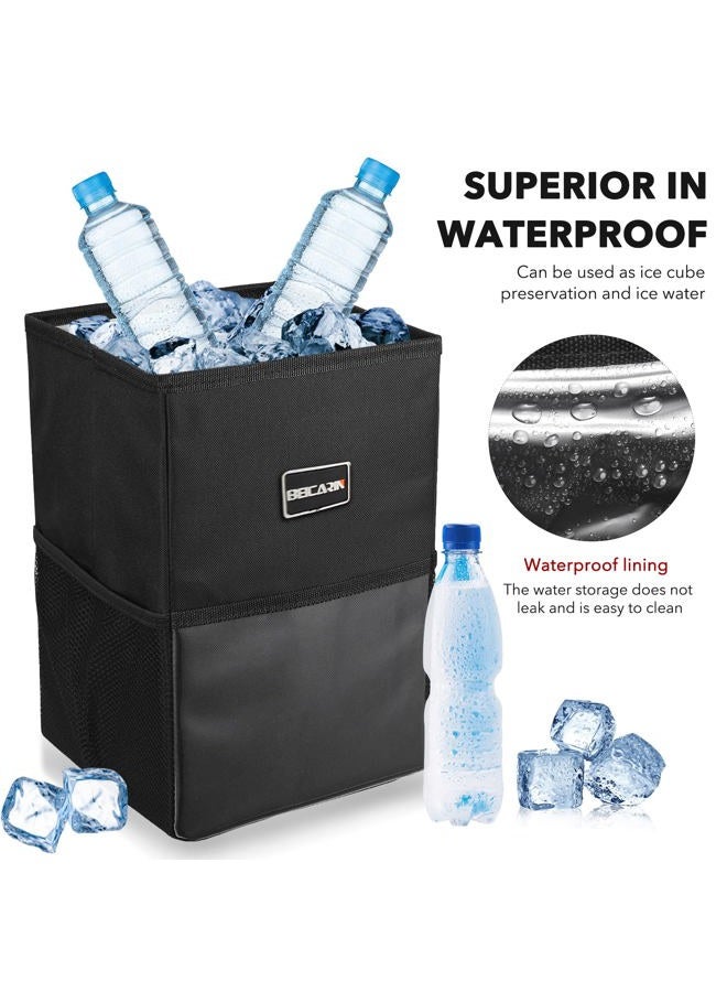 Beicarin Car Trash Can with Lid - Bag Hanging Storage Pockets Leak-Proof Organizer Collapsible and Portable Waterproof Garbage Bin, 2.6 Gal Large Capacity Multipurpose Bin for - Image 5