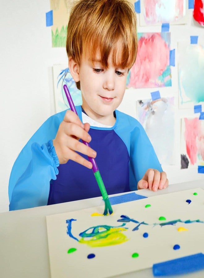 Vaguelly 2pcs Boy Girl Painting Apron Long Sleeve Reusable Sleeved Bib with Storage Pocket for Creative Activities for Boys and Girls Years Old - Image 4