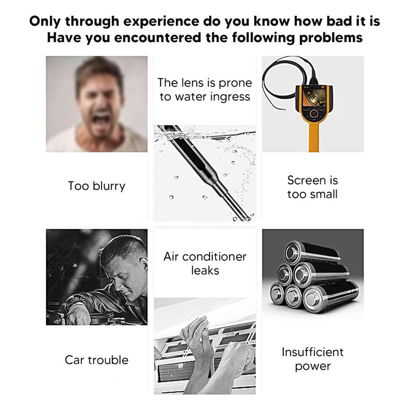 Industrial Endoscope, a Dual Lens Digital Inspection Camera, with 4.3 Inch 1080P HD LCD Screen and 8mm IP67 Probe - 2m Semi Cable and 3000mAh Battery - ABS Housing Yellow (5M) - Image 3