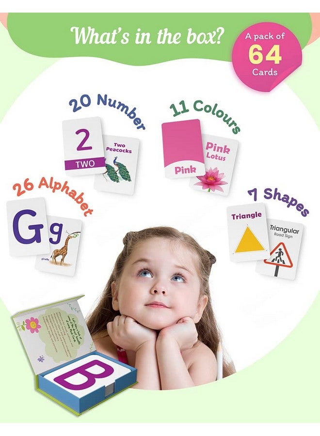 TARGET PUBLICATIONS Flash Cards for Kids Early Learning | Premium Flash Cards | 64 Cards | 1 to 20 Numbers in Words, Basic Shapes & Colors, A to Z | Fun Learning for Kids | Age 6 Months + | Early Childhood Education  - Image 2