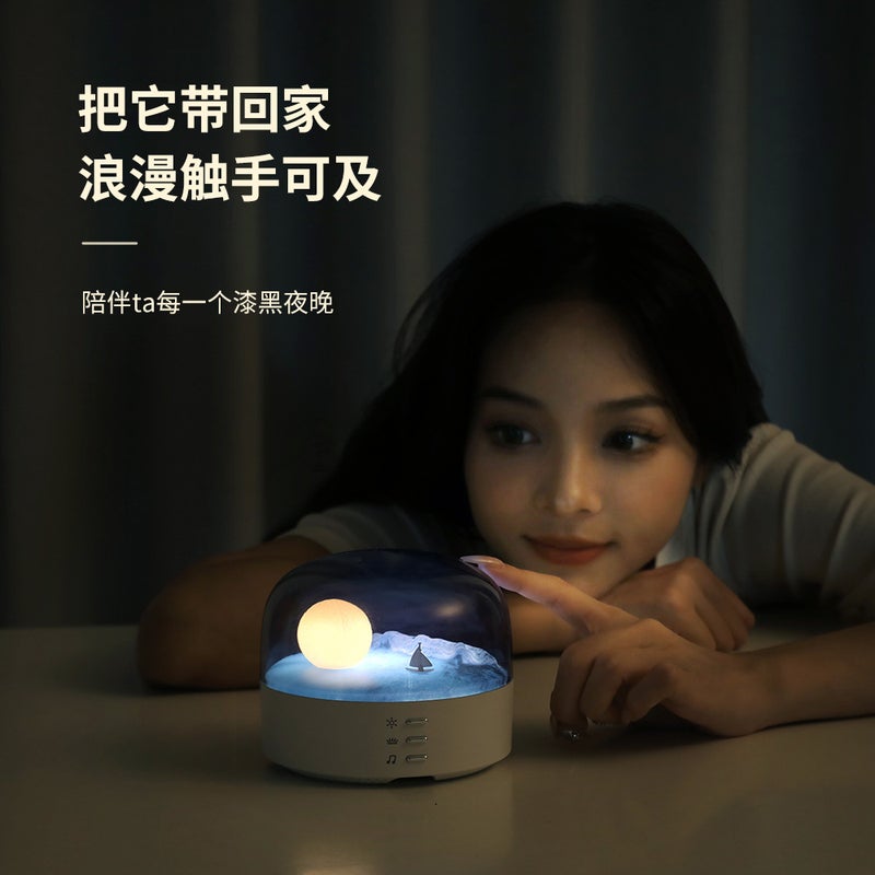 Creative Crescent Night Light Bluetooth Speaker High Color Value Ornaments Eye Protection Atmosphere Light Indoor Night Light Birthday Gift - Image 3