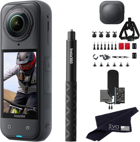 Insta360 X5 Bike Bundle8K Waterproof 360 Action Camera with 1128 48MP Sensors 8K 360 HDR Video 72MP 360 Photo 4K SingleLens Bundle Includes Bike Bundle Selfie Stick Lens Cap No Card