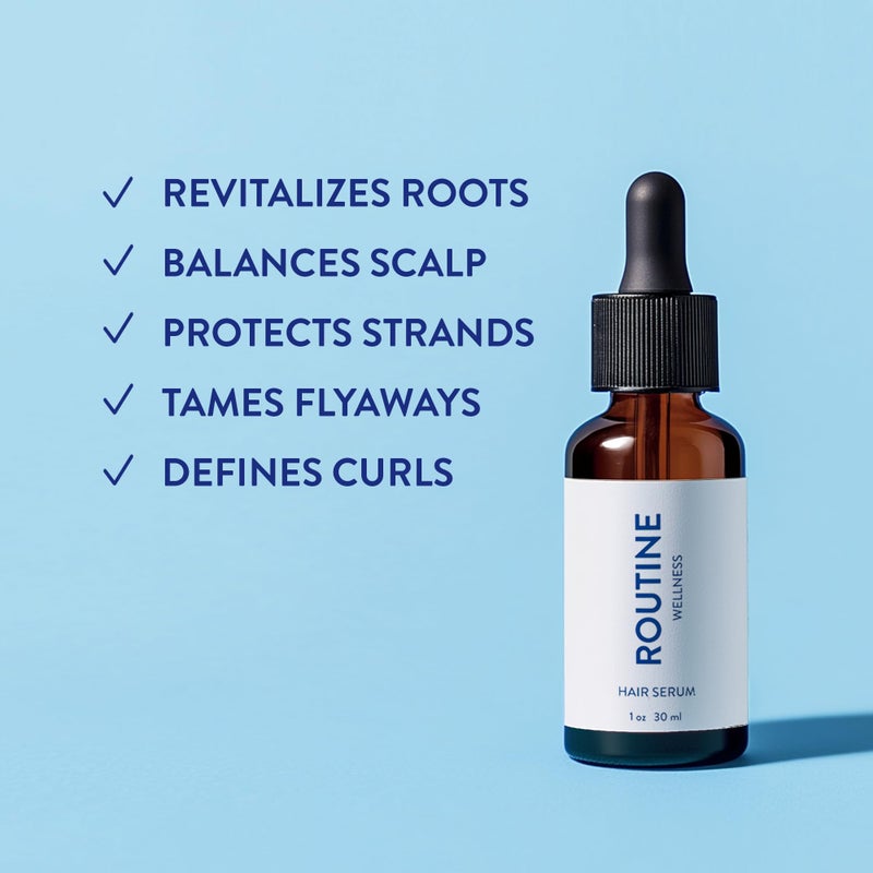 Routine Wellness Hair Treatment Serum for Thinning Hair - Plant-Based Rosemary, Tea Tree & Argan Oils Blend for Strength, Shine & Softer Hair - Clean Ingredients, All Hair Types - 30ml - Image 2