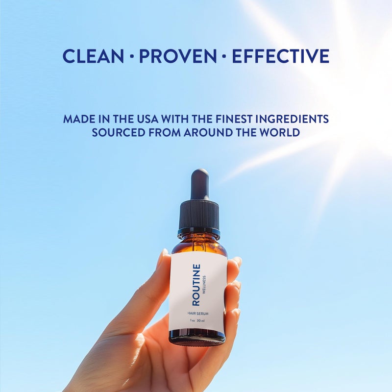 Routine Wellness Hair Treatment Serum for Thinning Hair - Plant-Based Rosemary, Tea Tree & Argan Oils Blend for Strength, Shine & Softer Hair - Clean Ingredients, All Hair Types - 30ml - Image 4