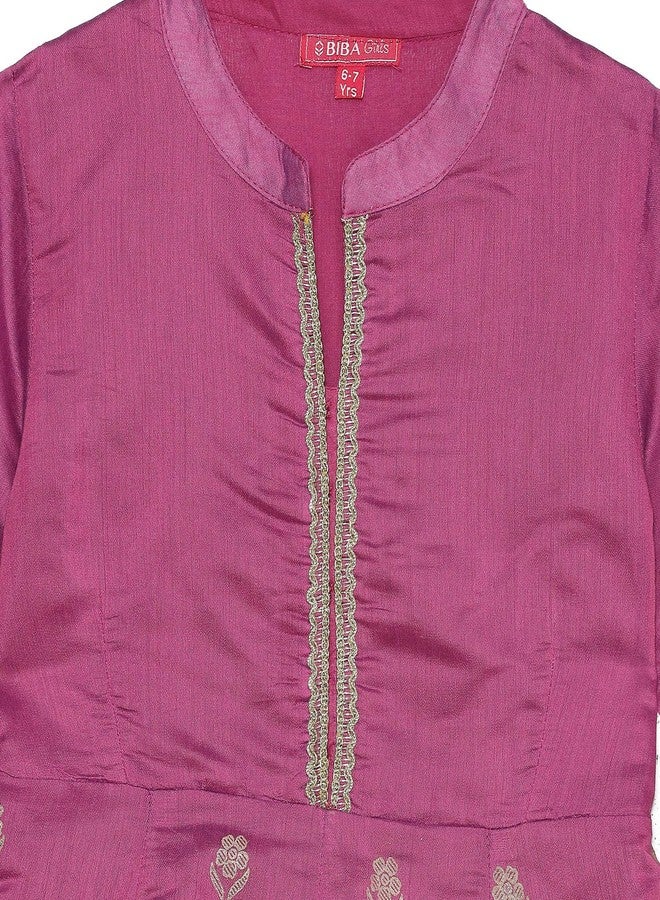 BIBA Girls PRINTED GATHERED KID(KWBANARAS HYNMS5806_PURPLE_9) - Image 4