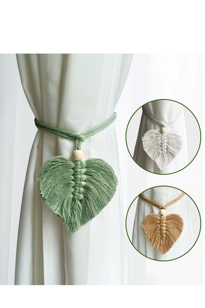بوهو ستائر Tiebacks، حزمة من 4، ماكرام أوراق حاملي ستائر، ربطات ستائر القطن، حبل للستائر ديكور غرفة المعيشة، المكتب، غرفة النوم - Image 2