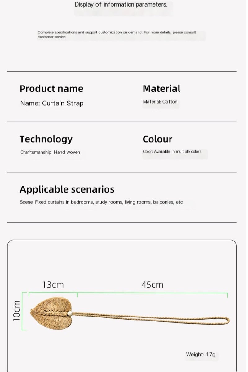 بوهو ستائر Tiebacks، حزمة من 4، ماكرام أوراق حاملي ستائر، ربطات ستائر القطن، حبل للستائر ديكور غرفة المعيشة، المكتب، غرفة النوم - Image 3