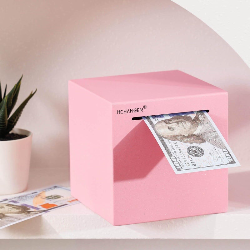 HCHANGEN Piggy Bank for Adults, Stainless Steel Savings Bank, Must Break to Open Metal Money Box for Cash Saving (Pink, 4.72inches) - Image 2