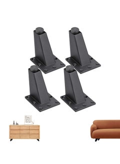 Adjustable Furniture Legs, 4Pcs Aluminum Alloy Oblique Tapered Legs Kitchen Feet Chair Legs for Sofa Table Cabinet Worktop Bar TV Desk Support Legs (Black)