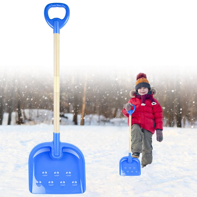 Fantang 1PCS Kids Snow Shovel, 22"-32" H Detachable Wooden Childs Snow Shovel with Plastic D-Grip Handle and Scoop Winter Children Shovel Blue Toddler Shovels Outdoor Play Snow Gift for Boy Girl Snow Removal - Image 1