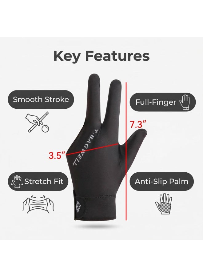GUDOO Elastic Breathable Left Hand Billiard Glove with Non Slip Design for Professional Cue Control Black Variant - Image 2