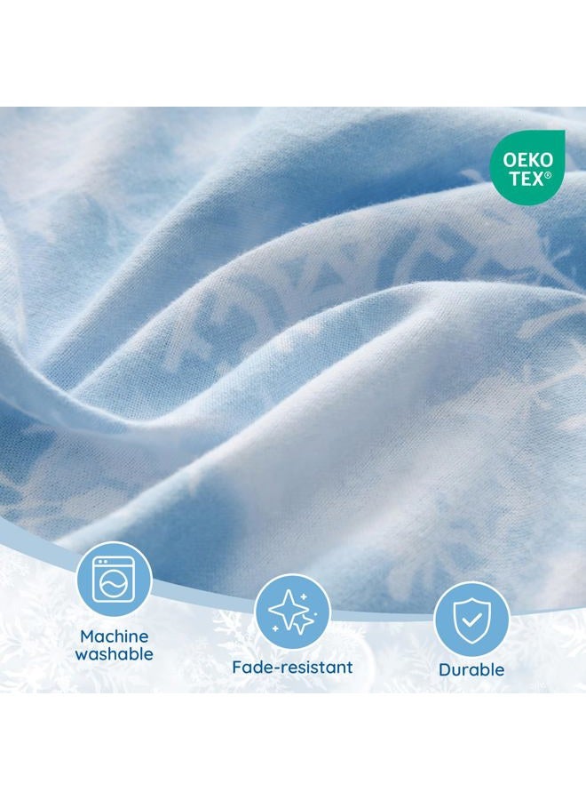 LONAVA 100% Organic Cotton Flannel Sheet Set 4 Pieces, Warm&Cozy Velvety Soft Heavyweight - Double Brushed Flannel, 16 inch Deep Pocket Bedsheets,(King,Snowflake) - Image 4