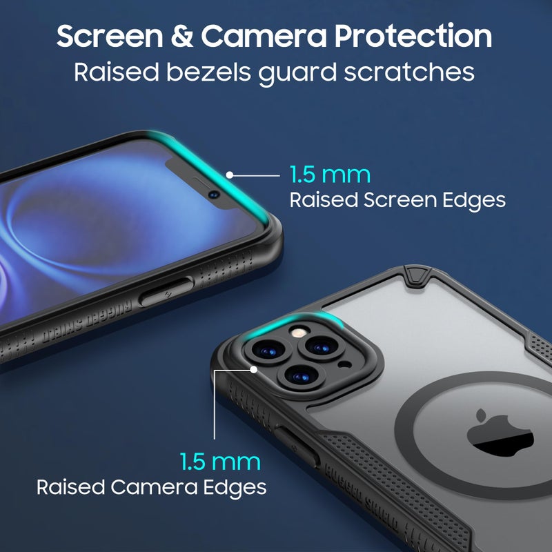 Teayoha for iPhone 11 Pro Max Case, Translucent Matte Back Compatible with Magsafe Magnetic Slim Shockproof Protective Case with Lanyard Strap Phone Cover 6.5-inch, Black - Image 5