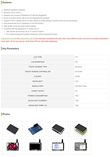 Waveshare 3.5inch Touch Screen, Compatible with Raspberry Pi 5/4B/3B/Zero/Zero W/Zero 2W/Pico/Pico W/Pico WH, TFT LCD, 480x320 - Image 3